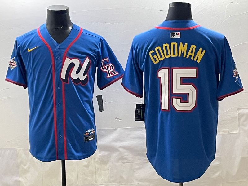 Men 2025 Colorado Rockies #15 Goodman Blue All star Nike MLB Jersey style 01